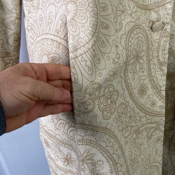 Vintage Maternity Paisley Floral Corduroy Button Front Long Blazer Jacket Lined - Picture 6 of 16